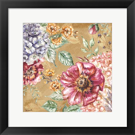 Framed Wildflower Medley Square Gold II Print