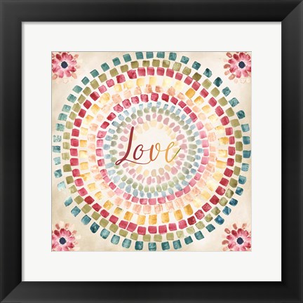 Framed Mosaic Rainbow Round III Print