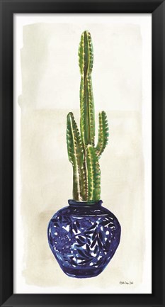 Framed Cacti in Blue Pot 1 Print