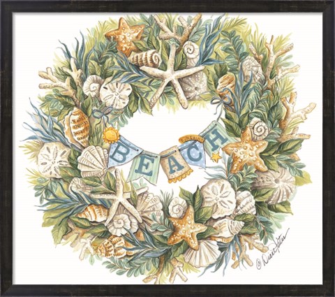 Framed Coastal Beach Wreath Print