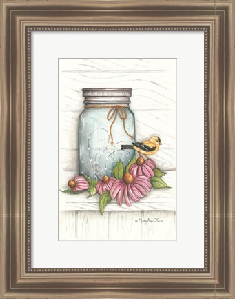 Framed Goldfinch and Flowers Print