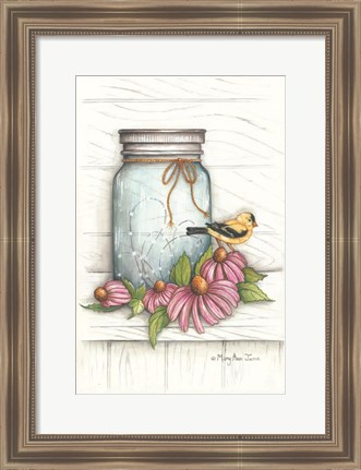 Framed Goldfinch and Flowers Print