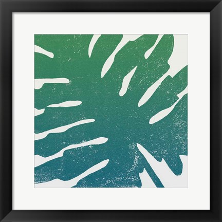 Framed Tropical Treasures IV Blue Green Print