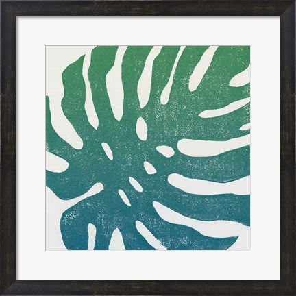 Framed Tropical Treasures I Blue Green Print