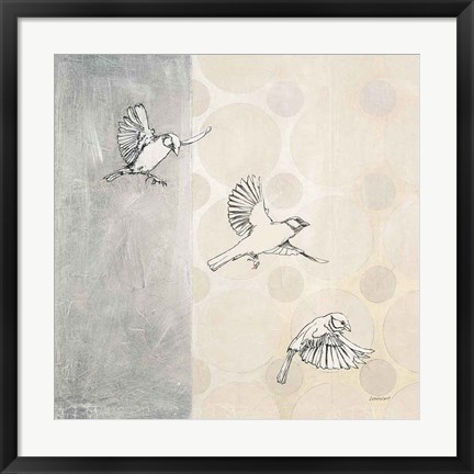 Framed Sparrows Alighting Print