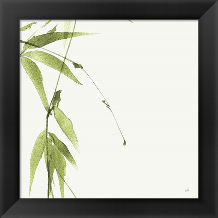 Framed Bamboo V Green Print