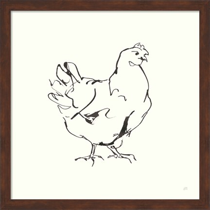 Framed Line Chicken I Print