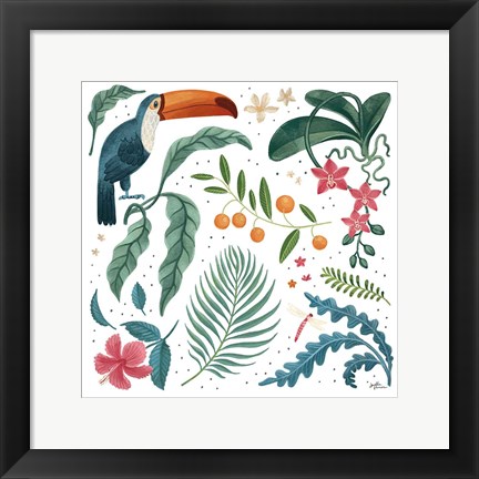 Framed Jungle Love III White Print