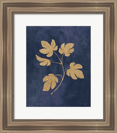 Framed Botanical Study III Gold Navy Print