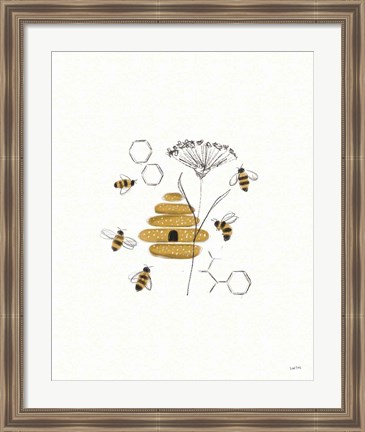 Framed Bees and Botanicals II Print