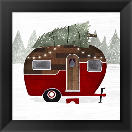 Framed Yuletide Camper I Print