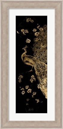 Framed Gilded Peacock Triptych I Print