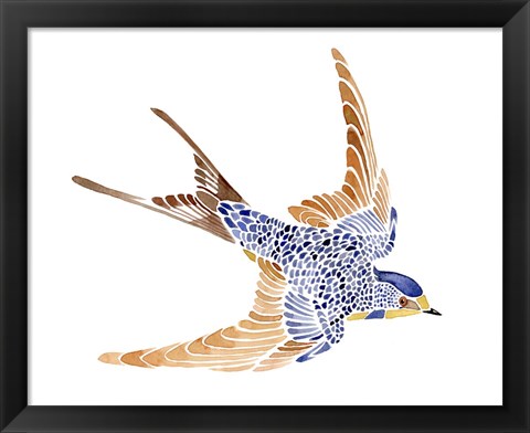 Framed Jeweled Barn Swallow I Print