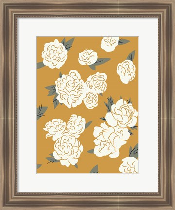 Framed Ivory Peonies on Gold I Print