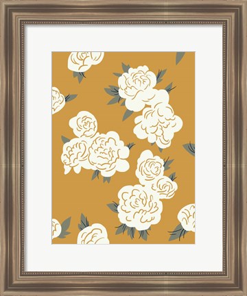 Framed Ivory Peonies on Gold II Print