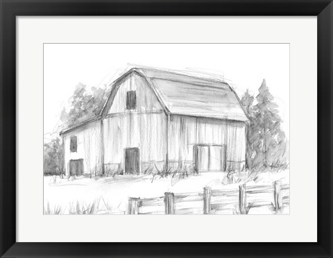 Framed Black &amp; White Barn Study II Print