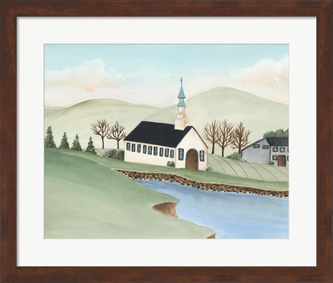 Framed Folk Church Scene IV Print