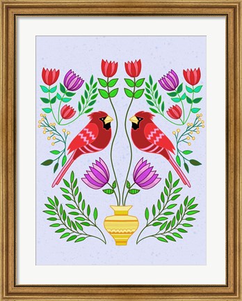 Framed Folk Bird I Print