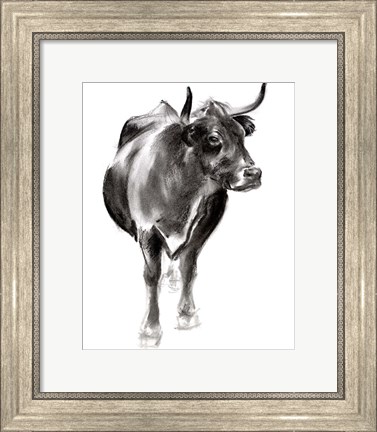 Framed Charcoal Cattle I Print