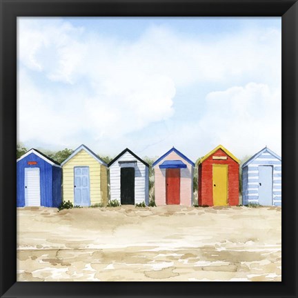 Framed Beach Huts I Print