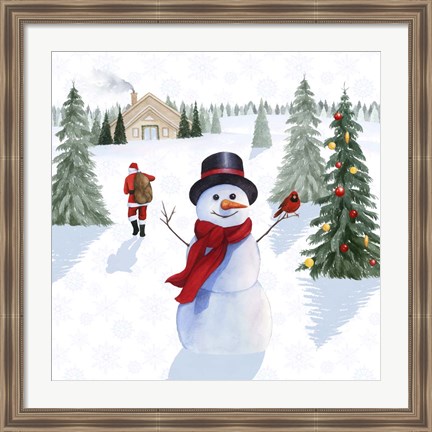 Framed Santa&#39;s Snowmen I Print