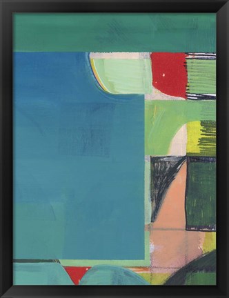 Framed Teal Abstract I Print