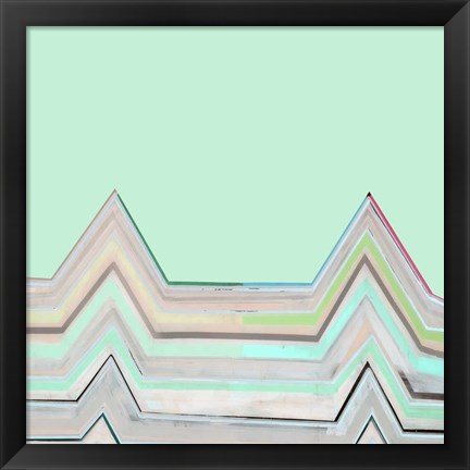 Framed Aqua Zig Zag I Print