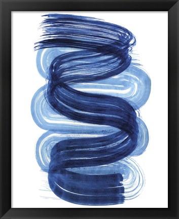 Framed Blue Swish I Print