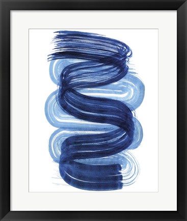 Framed Blue Swish I Print