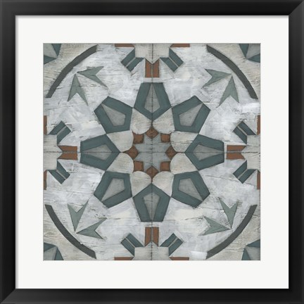 Framed Verdigris Tile I Print