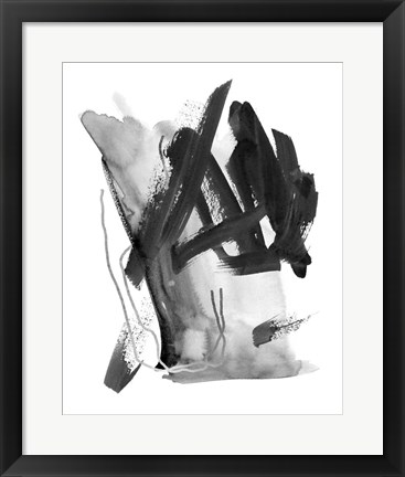 Framed Black &amp; Grey Collide I Print