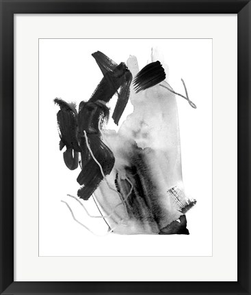 Framed Black &amp; Grey Collide III Print