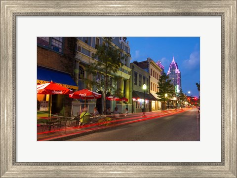 Framed Dauphin Street at Twilight, Mobile, Alabama Print