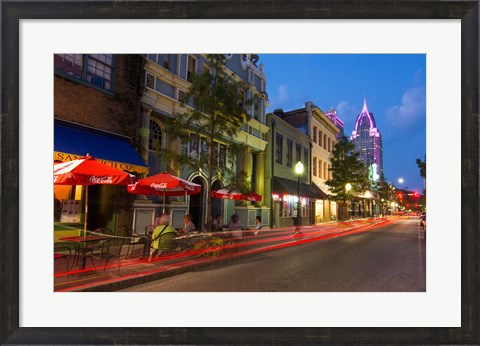 Framed Dauphin Street at Twilight, Mobile, Alabama Print
