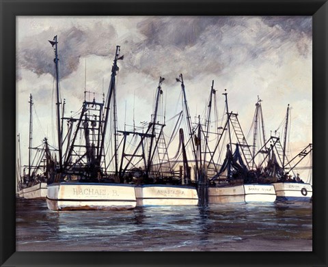 Framed Rachael B Shrimpboats Print