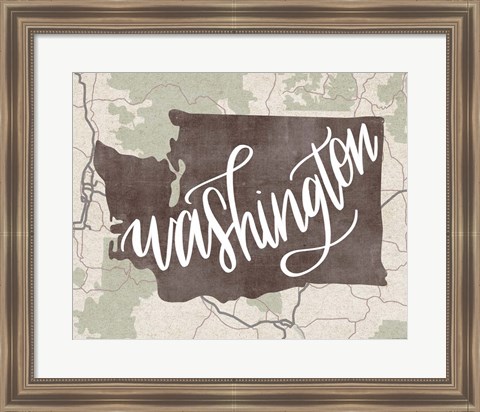 Framed Washington Map Print