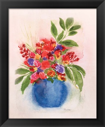 Framed Round Blue Vase Print