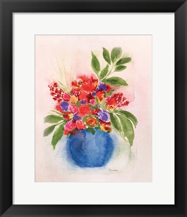 Framed Round Blue Vase Print