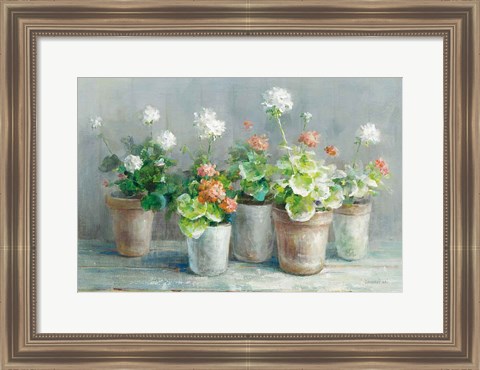 Framed Farmhouse Geraniums Crop Print