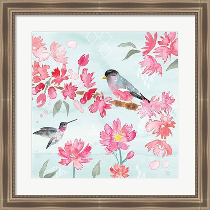 Framed Flowers and Feathers IV Print