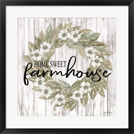 Framed Home Sweet Farmhouse Wreath Print