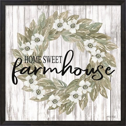 Framed Home Sweet Farmhouse Wreath Print