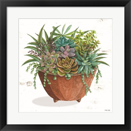 Framed Terracotta Succulents I Print