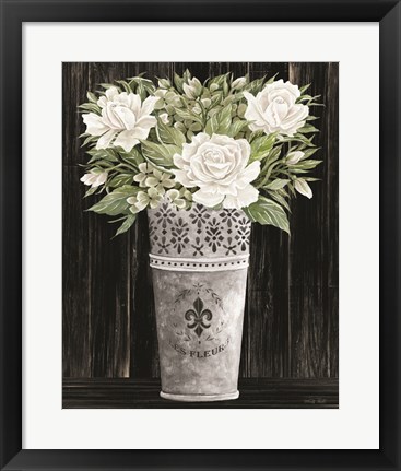 Framed Punched Tin Floral III Print