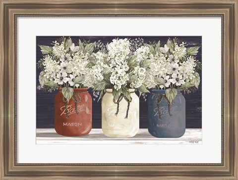 Framed Red, White &amp; Blue Jar Trio Print