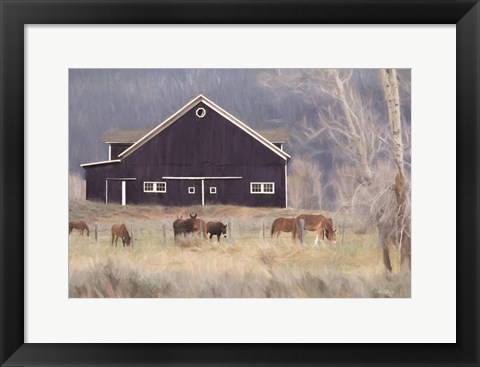 Framed Old Navy Barn with Horses Print