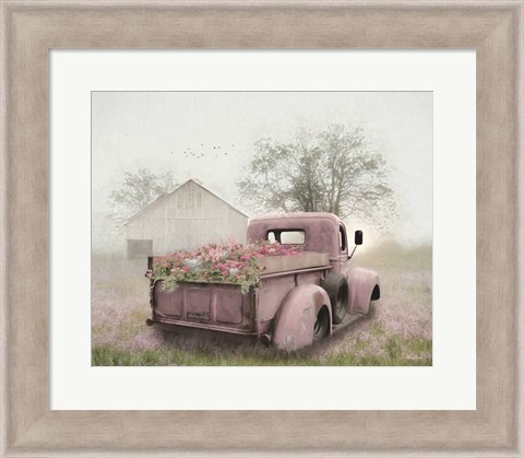 Framed Pink Flower Truck Print