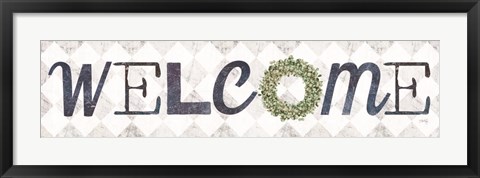 Framed Welcome with Eucalyptus Wreath I Print