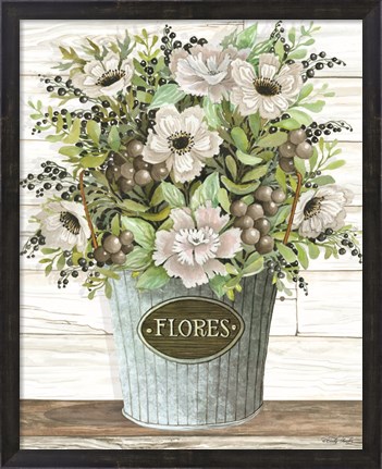 Framed Flores Galvanized Bucket Print