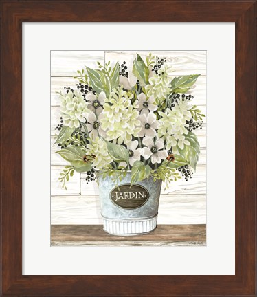 Framed Jardin Galvanized Bucket Print